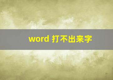 word 打不出来字